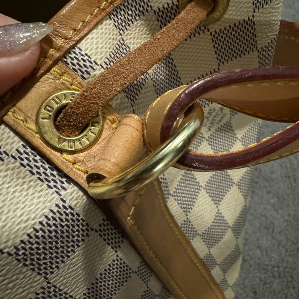 Louis Vuitton Damier Azur Beige Canvas and Brown Leather Shoulder Bag - Picture 13 of 16